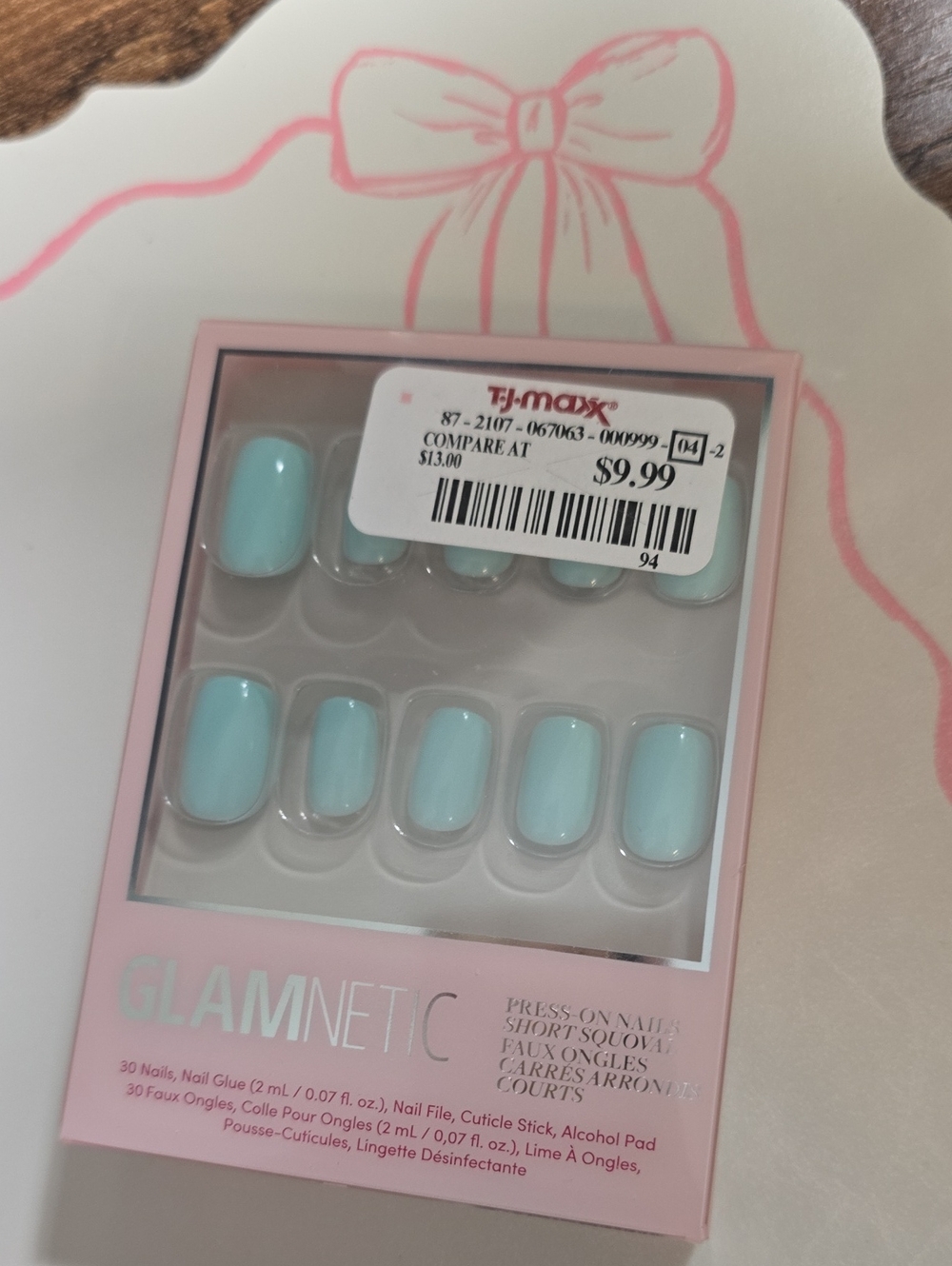 Glamnetic Short Squoval Soft Teal Press-On Nails - Picture 4 of 10
